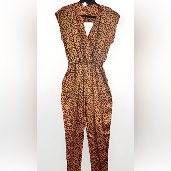 Vintage 70s 80s On The Rocks Animal Print Short Sleeve Belt Jumpsuit Romper - Picture 6 of 16